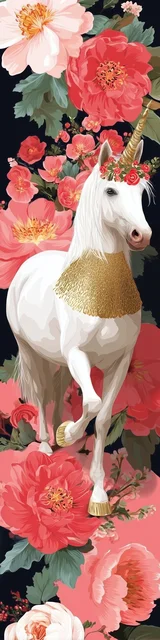 Free dragon bookmark with a prancing unicorn